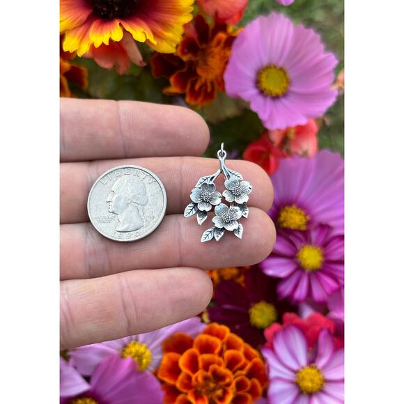 Sterling Silver Dogwood Flower Charm - Picture 5 of 5
